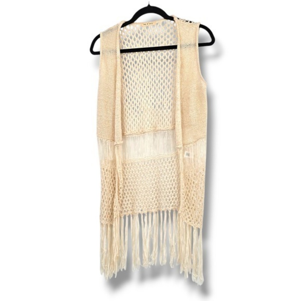 May & July Crochet Fringe Vest Sleeveless Boho Festival Cover‎ Up